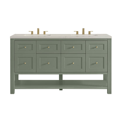 James Martin Vanities Breckenridge 60" Smokey Celadon Double Vanity With 3cm Siberian Silestone Top