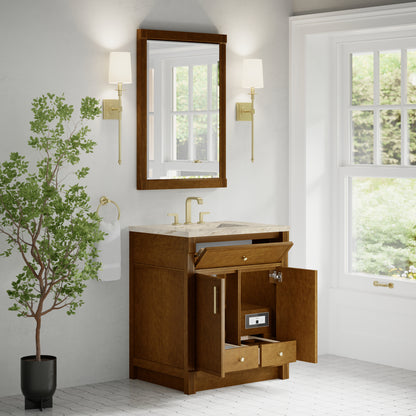 James Martin Vanities Bellshire 30" Honey Oak Single Vanity With 3 CM Tajnar Eclos Top