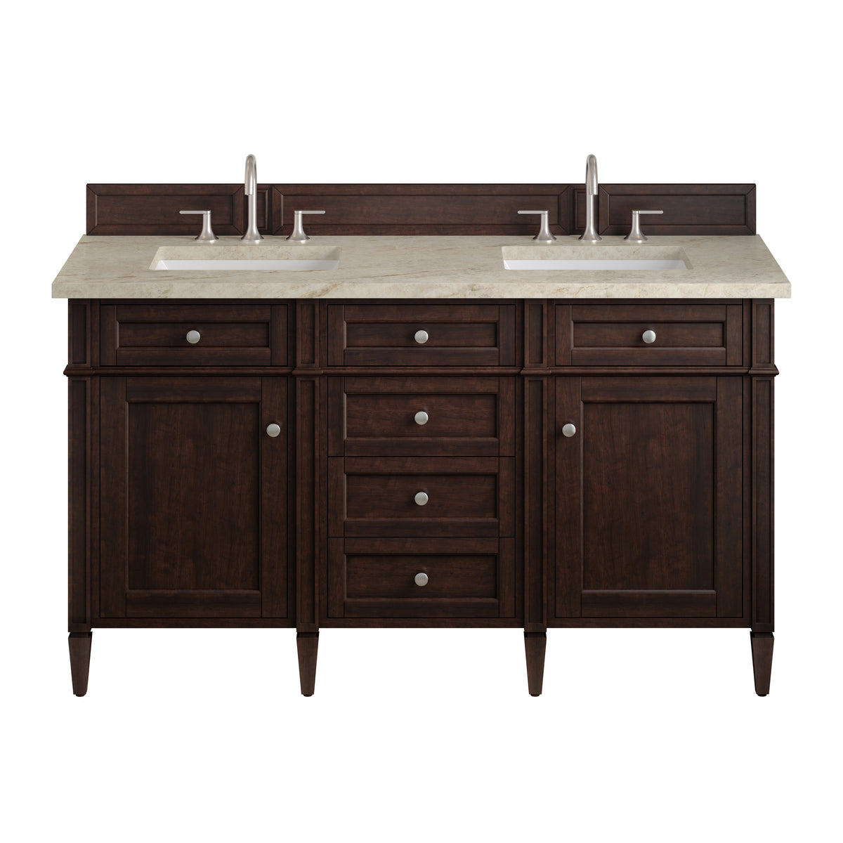James Martin Vanities Brittany 60" Burnished Mahogany Double Vanity With 3 CM Tajnar Eclos Top