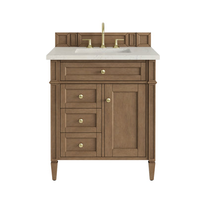 James Martin Vanities Brittany 30" Pecan Single Vanity With 3 CM Siberian Silestone Top