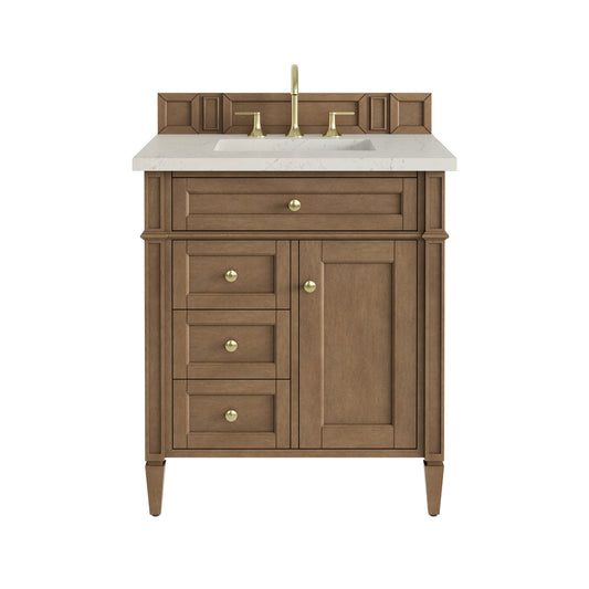 James Martin Vanities Brittany 30" Pecan Single Vanity With 3 CM Siberian Silestone Top