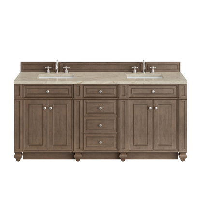 James Martin Vanities Bristol 72" Whitewashed Walnut Double Vanity With 3 CM Tajnar Eclos Top