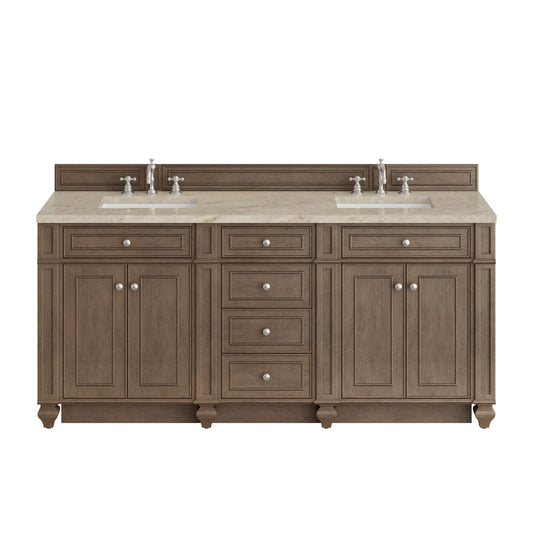 James Martin Vanities Bristol 72" Whitewashed Walnut Double Vanity With 3 CM Tajnar Eclos Top