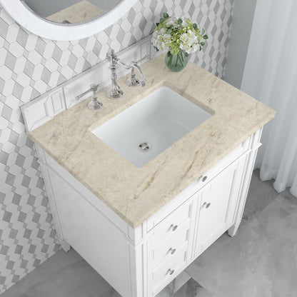 James Martin Vanities Brittany 30" Bright White Single Vanity With 3 CM Tajnar Eclos Top