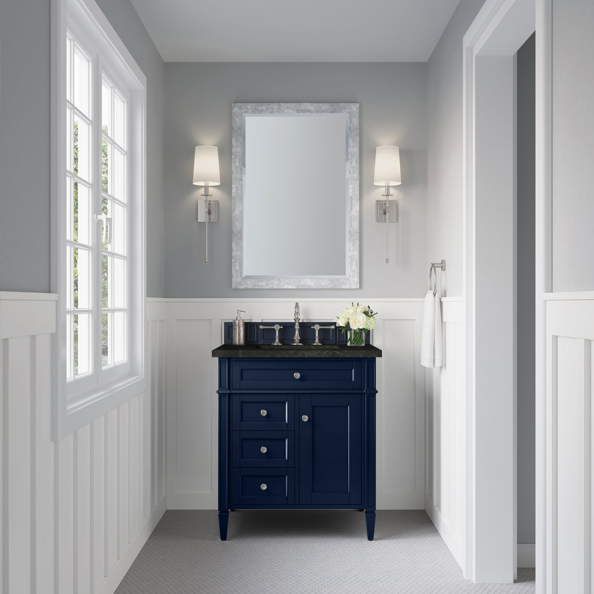 James Martin Vanities Brittany 30" Victory Blue Single Vanity With 3 CM Phantome Eclos Top