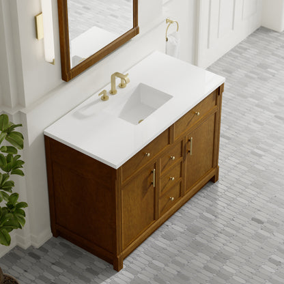 James Martin Vanities Bellshire 48" Honey Oak Single Vanity With 3 CM White Zeus Silestone Top