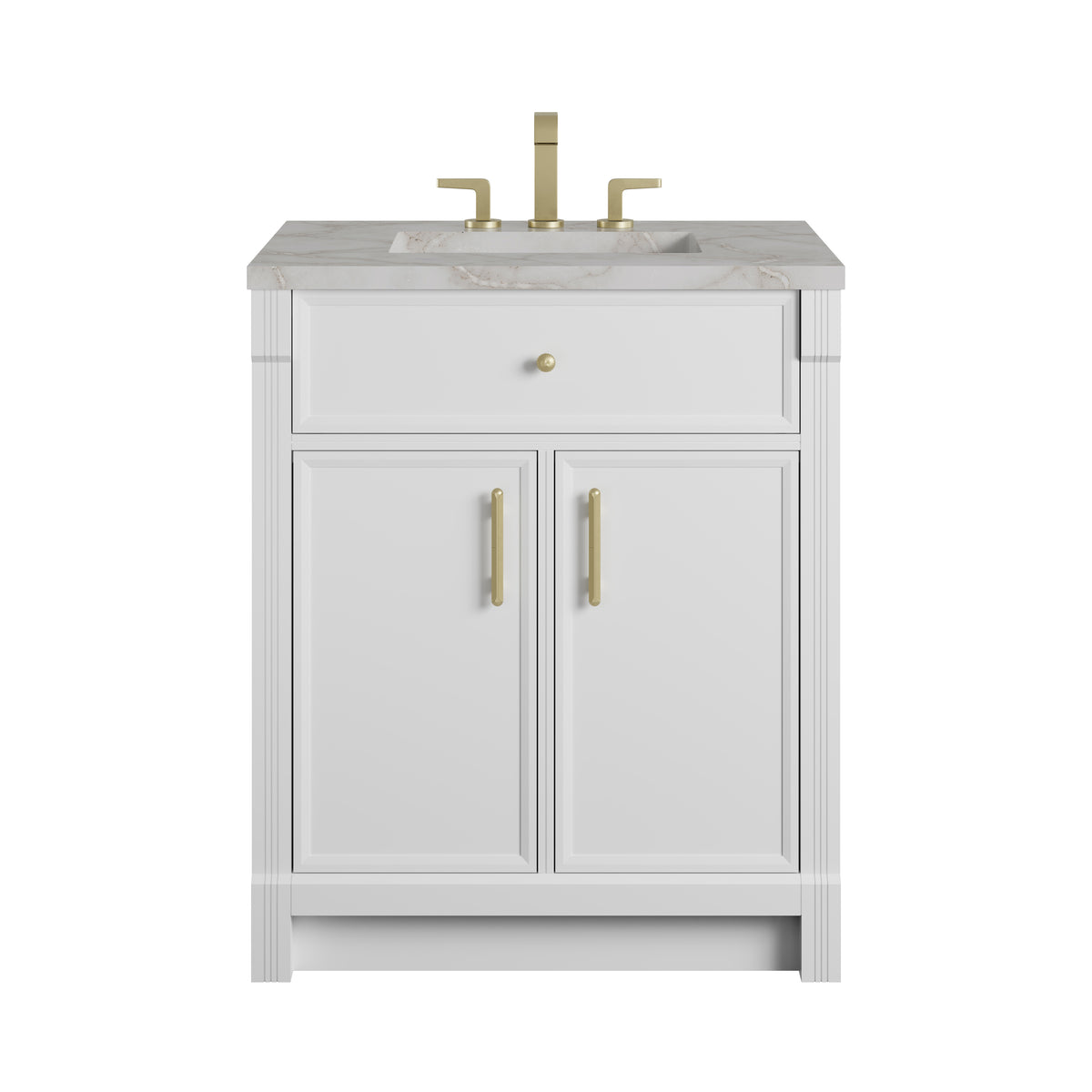 James Martin Vanities Bellshire 30" Bright White Single Vanity With 3 CM Victorian Silver Silestone Top