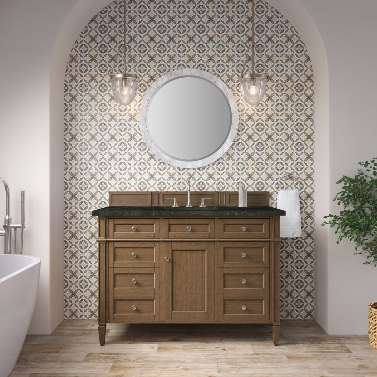 James Martin Vanities Brittany 48" Saddle Brown Single Vanity With 3 CM Phantome Eclos Top