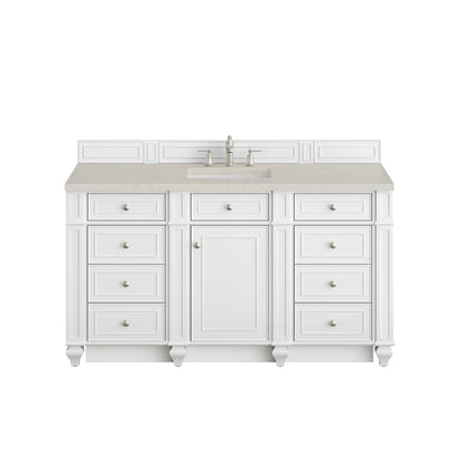 James Martin Vanities Bristol 60" Bright White Single Vanity With 3 CM Siberian Silestone Top
