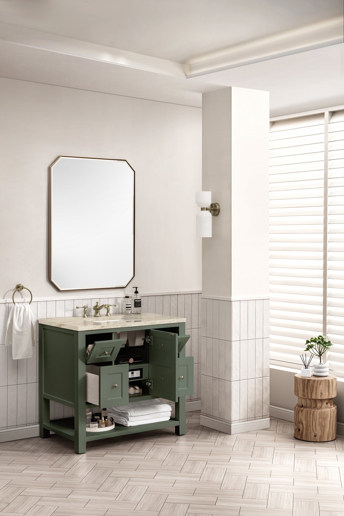 James Martin Vanities Breckenridge 36" Smokey Celadon Single Vanity With 3cm Tajnar Eclos Top