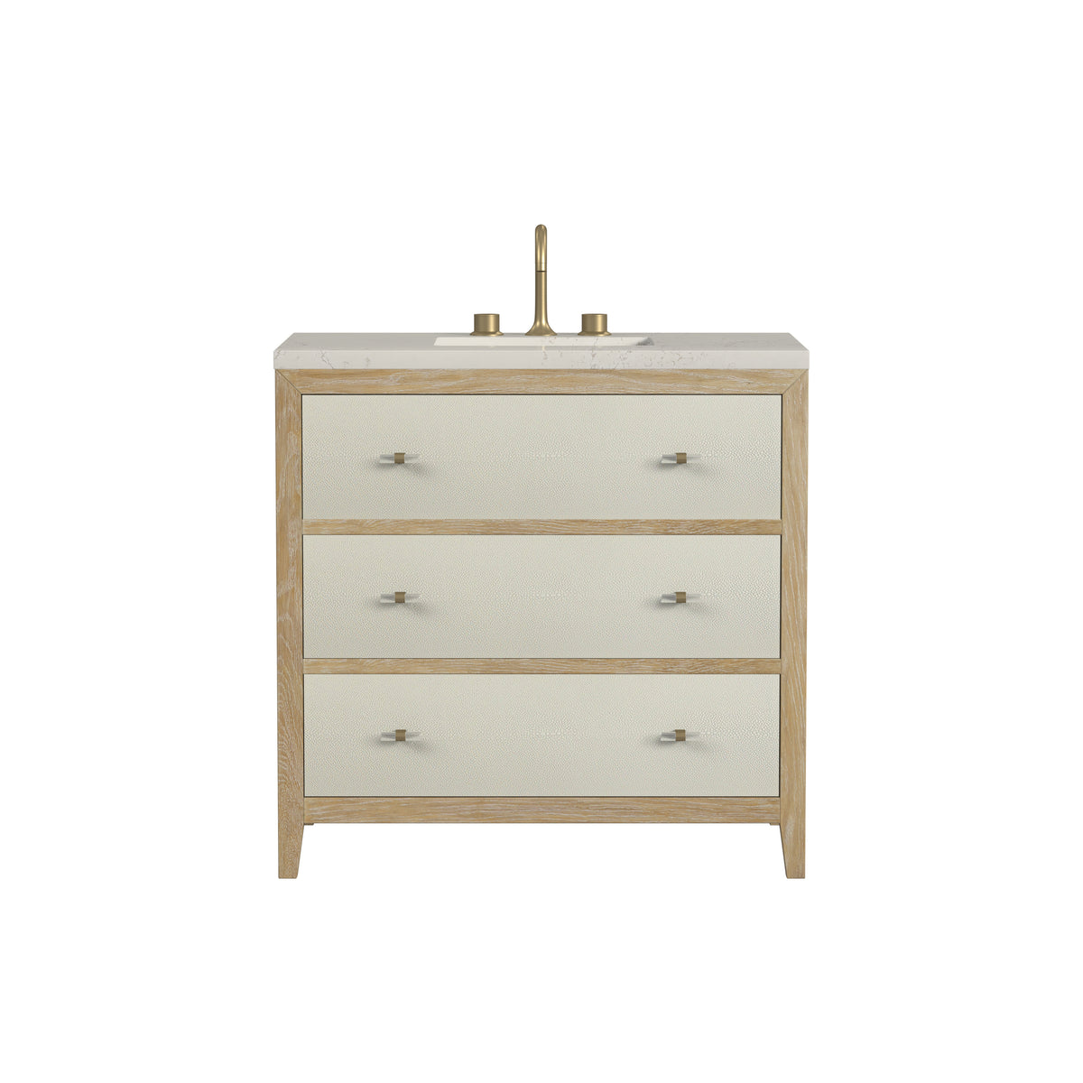 James Martin Vanities Celeste 36" Sunwashed Oak with Embossed Shagreen Single Vanity With 3 CM Siberian Silestone Top