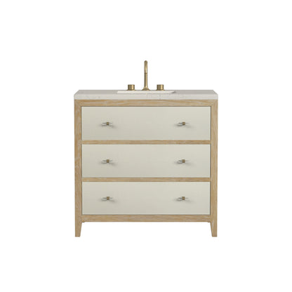 James Martin Vanities Celeste 36" Sunwashed Oak with Embossed Shagreen Single Vanity With 3 CM Siberian Silestone Top