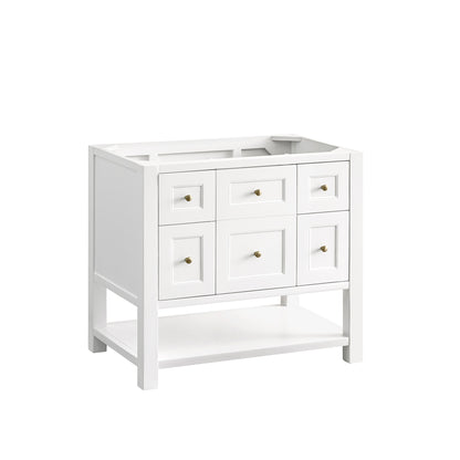 James Martin Vanities Breckenridge 36" Bright White Single Vanity With 3cm Siberian Silestone Top