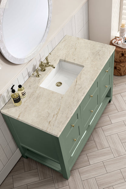 James Martin Vanities Breckenridge 48" Smokey Celadon Single Vanity With 3cm Tajnar Eclos Top