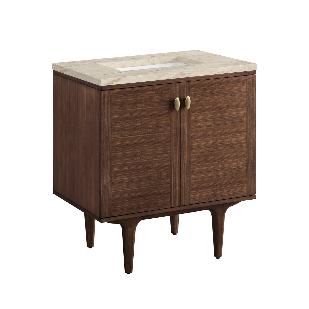 James Martin Vanities Amberly 30" Mid-Century Walnut Single Vanity With 3 CM Tajnar Eclos Top