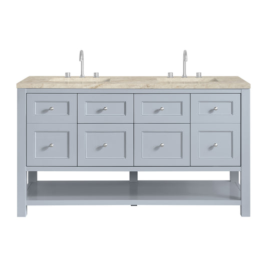 James Martin Vanities Breckenridge 60" Serenity Blue Double Vanity With 3cm Tajnar Eclos Top