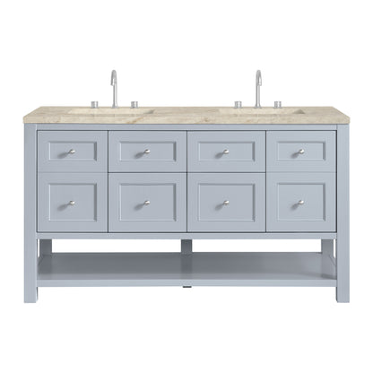 James Martin Vanities Breckenridge 60" Serenity Blue Double Vanity With 3cm Tajnar Eclos Top and FreePower Wireless Charger