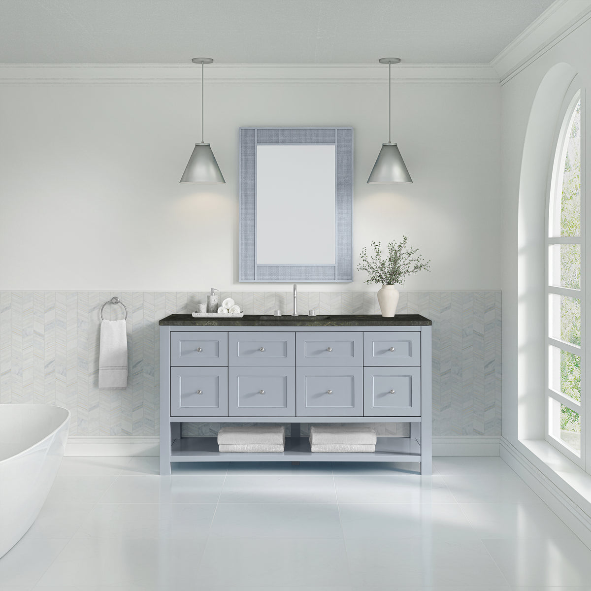 James Martin Vanities Breckenridge 60" Serenity Blue Single Vanity With 3cm Phantome Eclos Top
