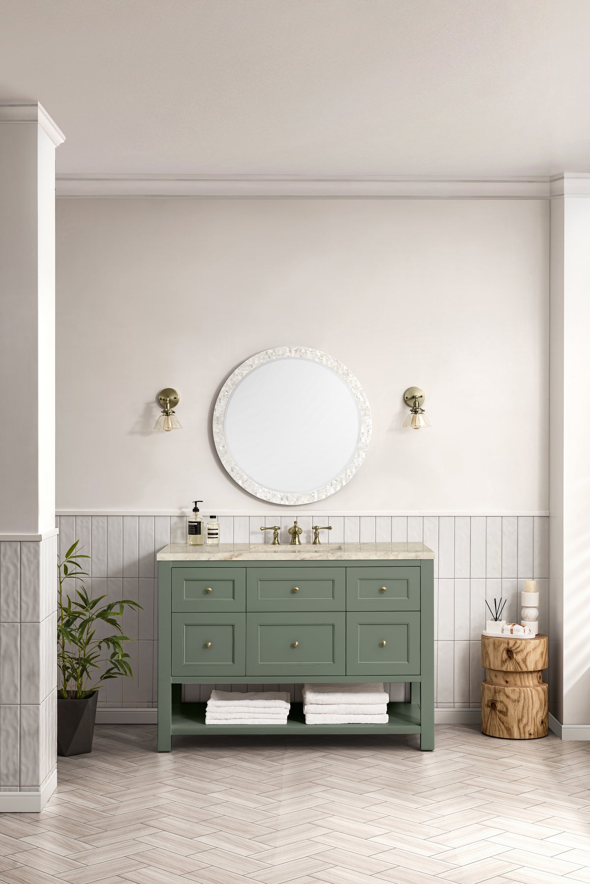 James Martin Vanities Breckenridge 48" Smokey Celadon Single Vanity With 3cm Tajnar Eclos Top