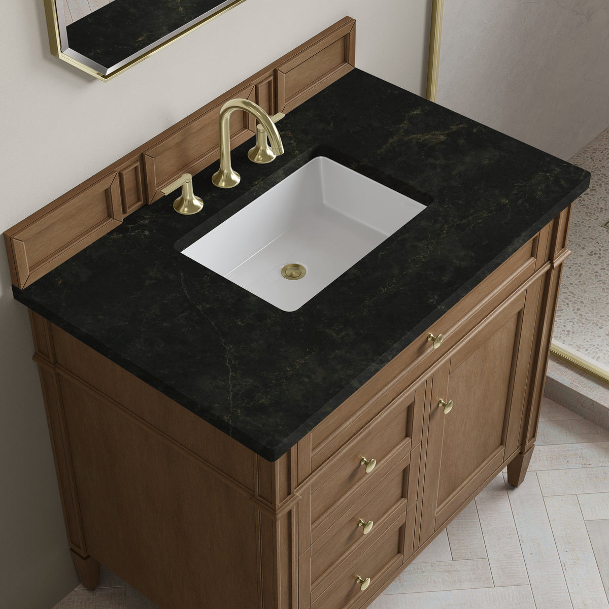 James Martin Vanities Brittany 36" Pecan Single Vanity With 3 CM Phantome Eclos Top