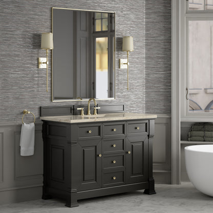 James Martin Vanities Brookfield 48" Black Onyx Single Vanity With 3 CM Tajnar Eclos Top