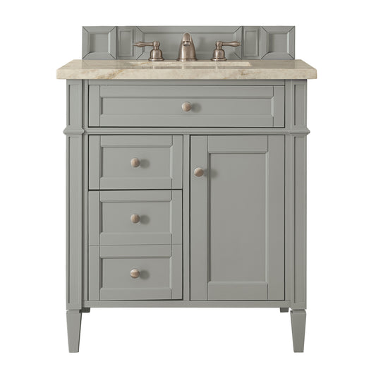James Martin Vanities Brittany 30" Urban Gray Single Vanity With 3 CM Tajnar Eclos Top