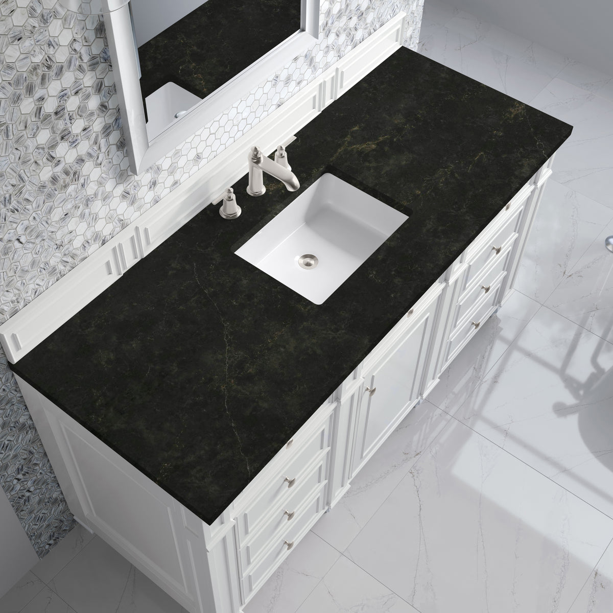James Martin Vanities Bristol 60" Bright White Single Vanity With 3 CM Phantome Eclos Top