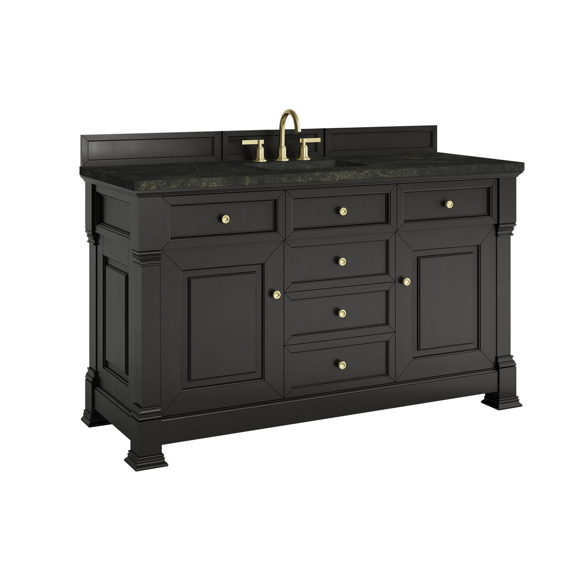 James Martin Vanities Brookfield 60" Black Onyx Single Vanity With 3 CM Phantome Eclos Top