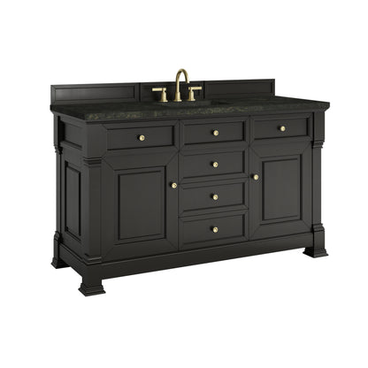 James Martin Vanities Brookfield 60" Black Onyx Single Vanity With 3 CM Phantome Eclos Top