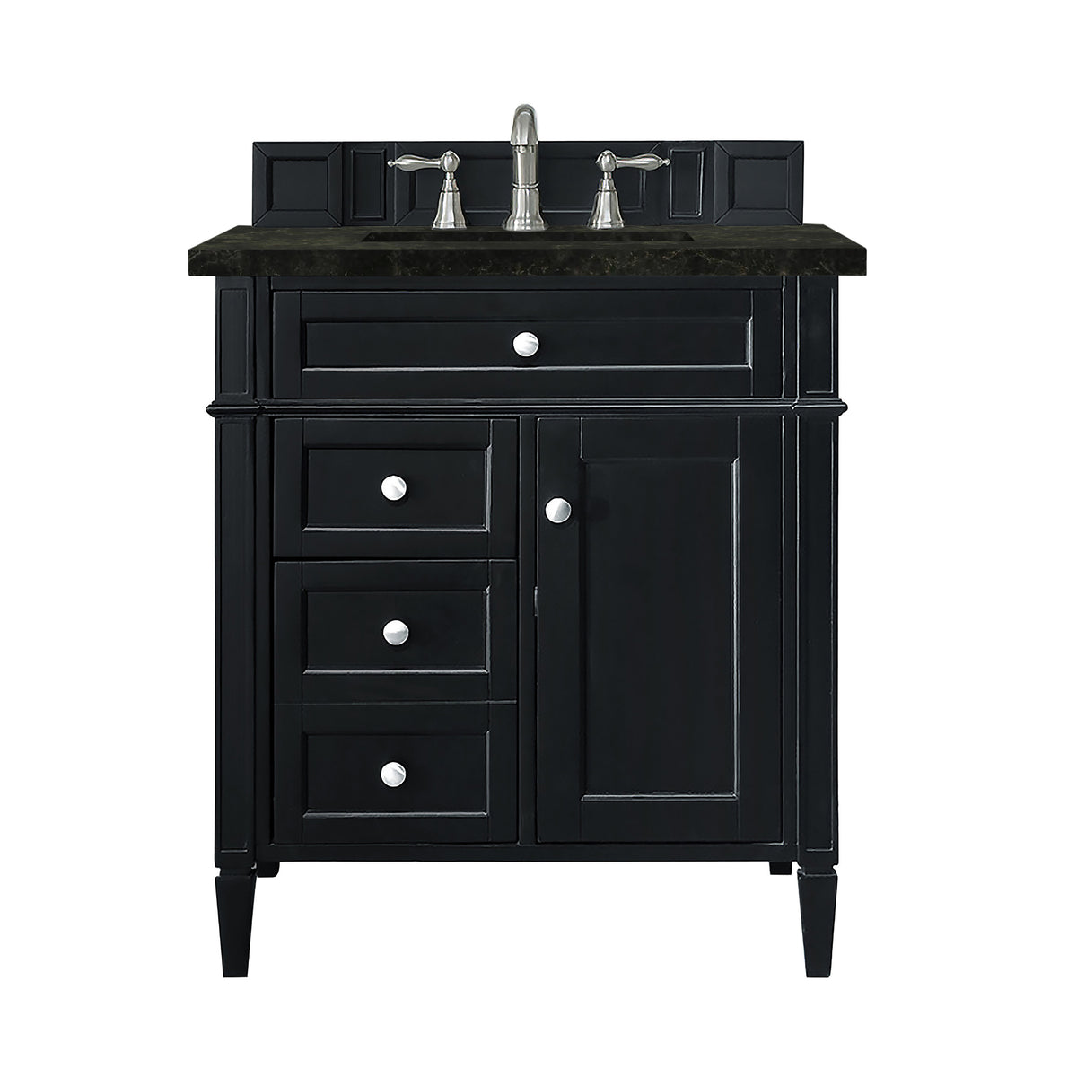 James Martin Vanities Brittany 30" Black Onyx Single Vanity With 3 CM Phantome Eclos Top