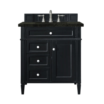 James Martin Vanities Brittany 30" Black Onyx Single Vanity With 3 CM Phantome Eclos Top