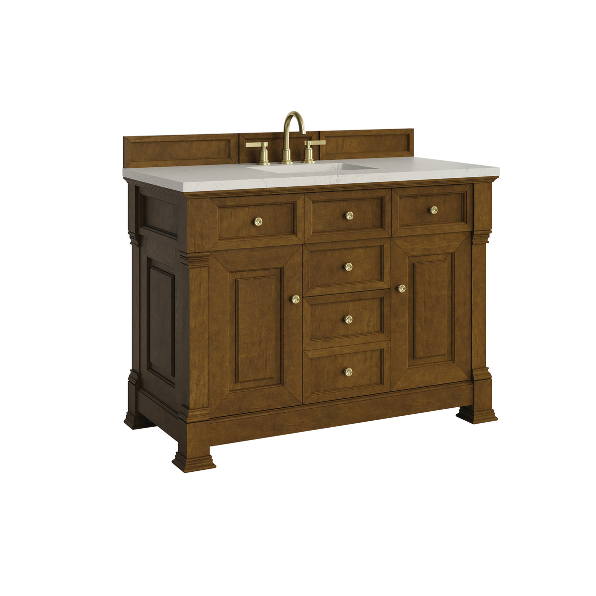 James Martin Vanities Brookfield 48" Honey Oak Single Vanity With 3 CM Siberian Silestone Top and FreePower Wireless Charger