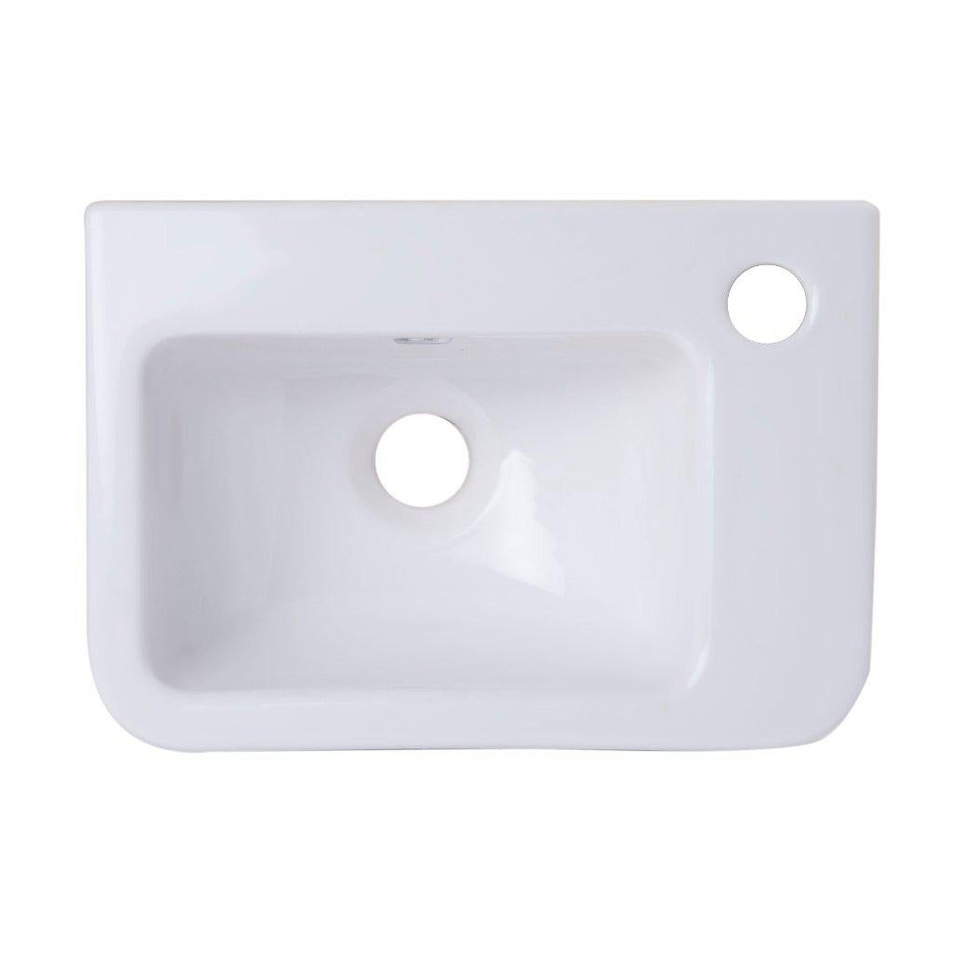 ALFI Brand AB101 14" White Wall-Mounted Rectangle Ceramic Bathroom Sink With Single faucet Hole and Overflow