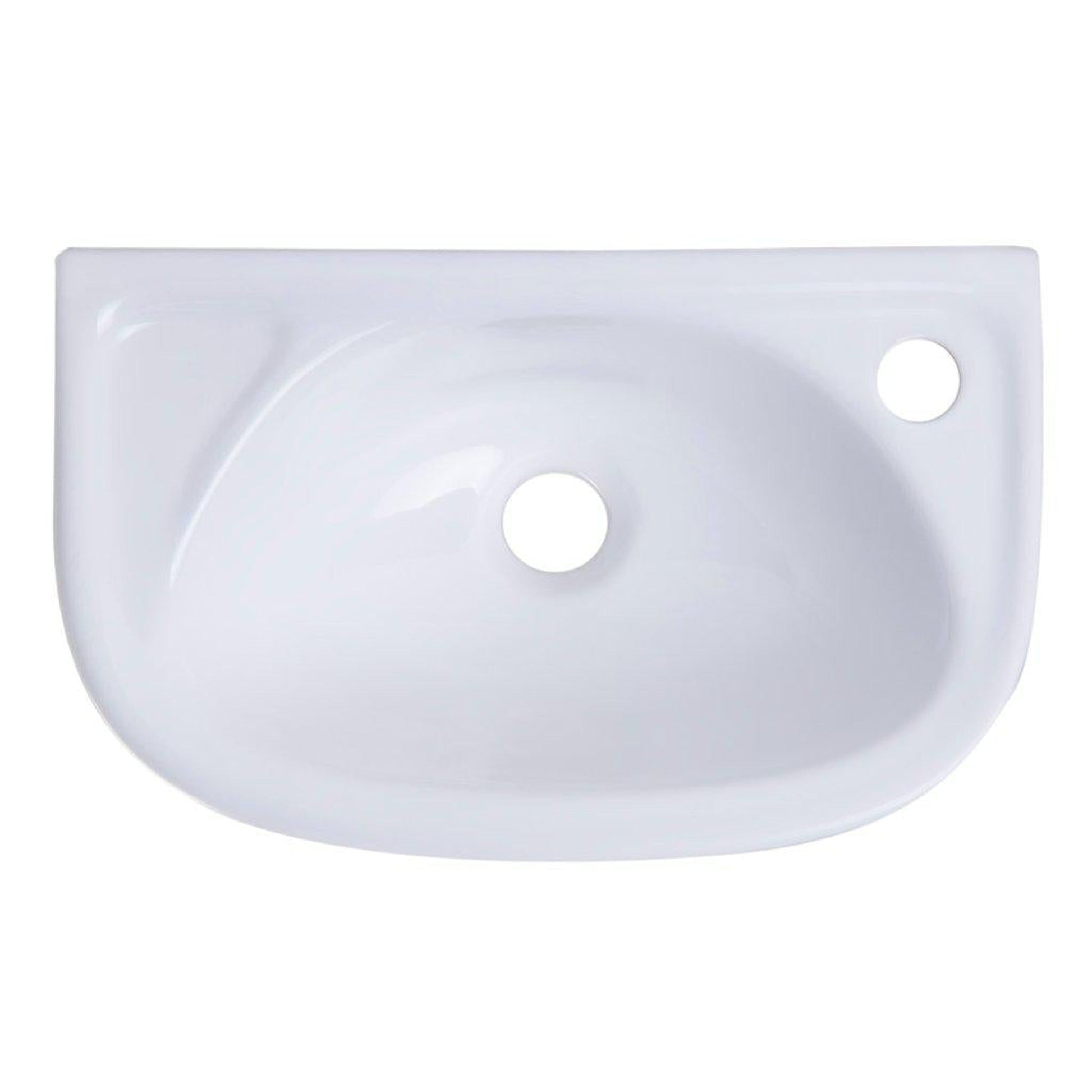 ALFI Brand AB102 16" White Wall-Mounted U-Shaped Ceramic Bathroom Sink With Single Faucet Hole