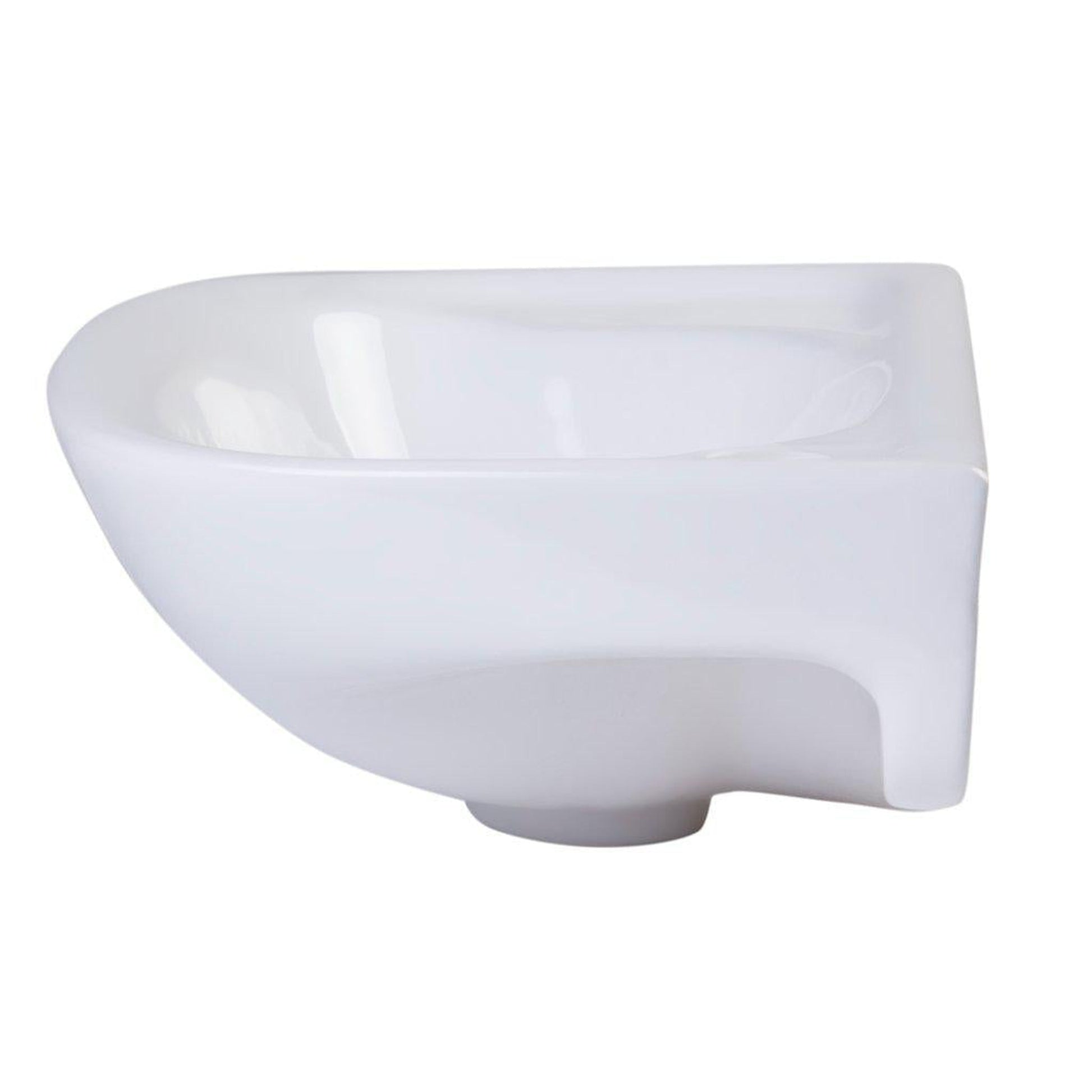 ALFI Brand AB102 16" White Wall-Mounted U-Shaped Ceramic Bathroom Sink With Single Faucet Hole