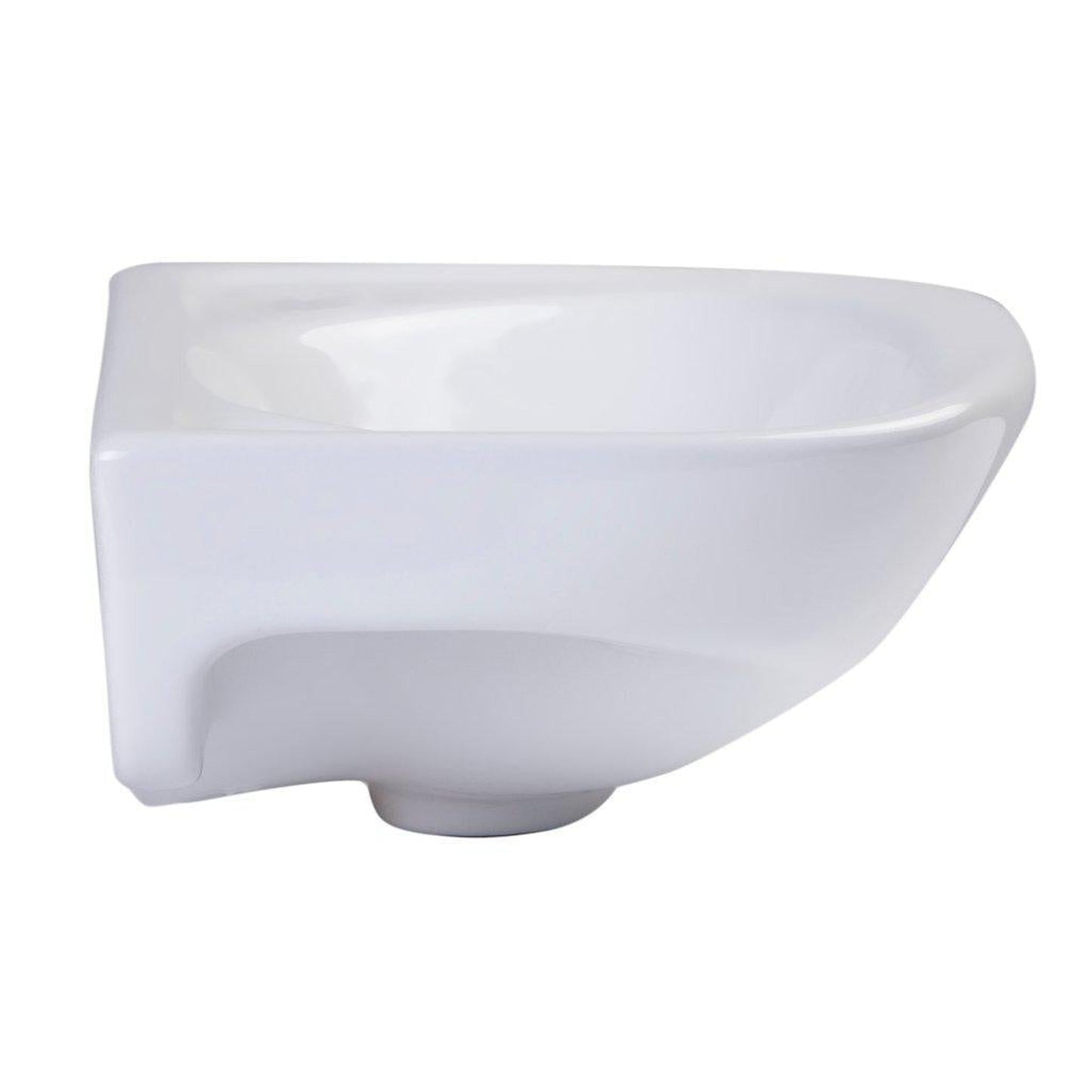 ALFI Brand AB102 16" White Wall-Mounted U-Shaped Ceramic Bathroom Sink With Single Faucet Hole