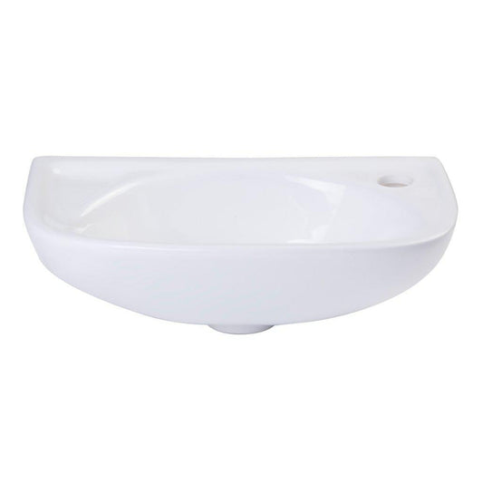 ALFI Brand AB102 16" White Wall-Mounted U-Shaped Ceramic Bathroom Sink With Single Faucet Hole