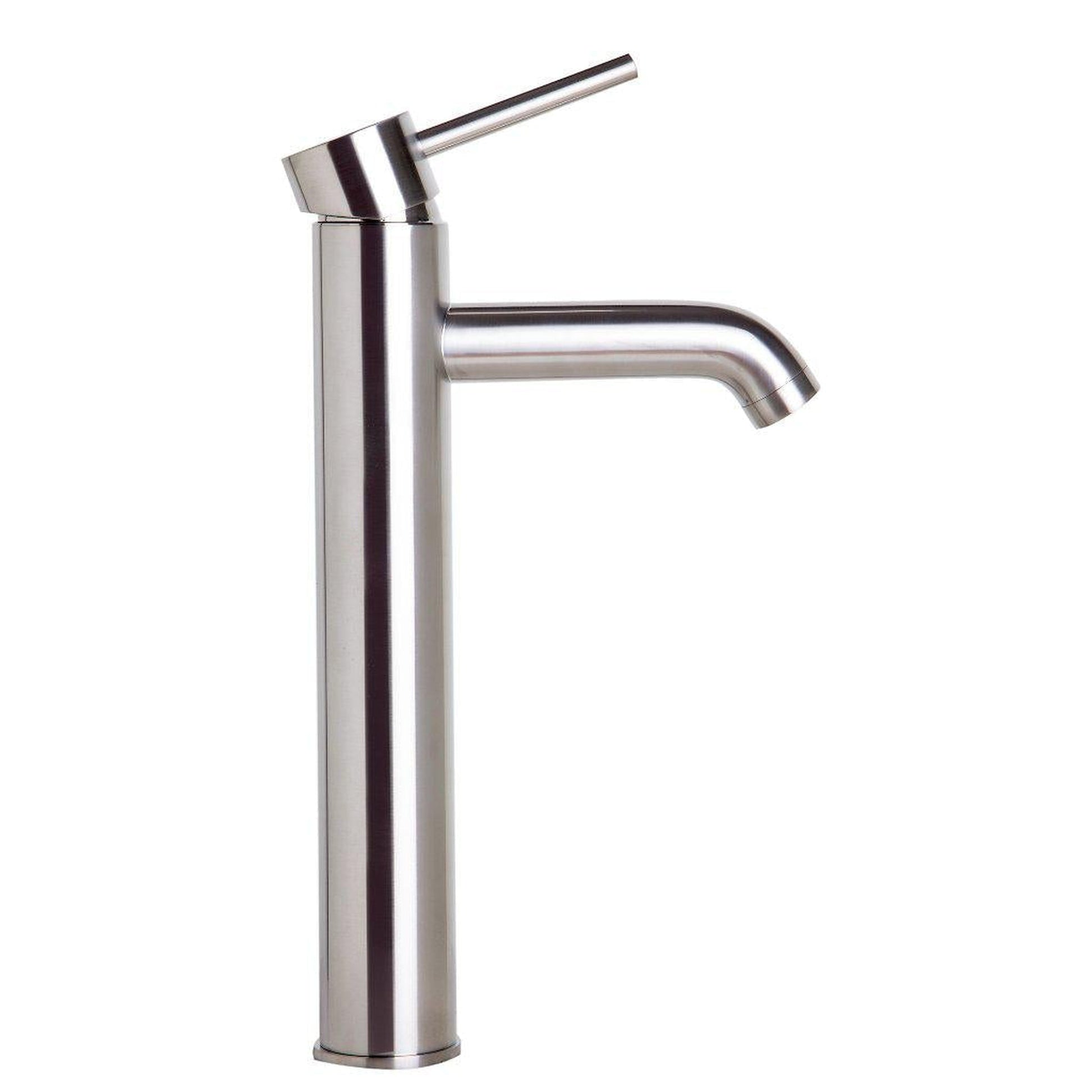 ALFI Brand AB1023-BN Brushed Nickel Vessel Round Spout Brass Bathroom Sink Faucet With Single Lever