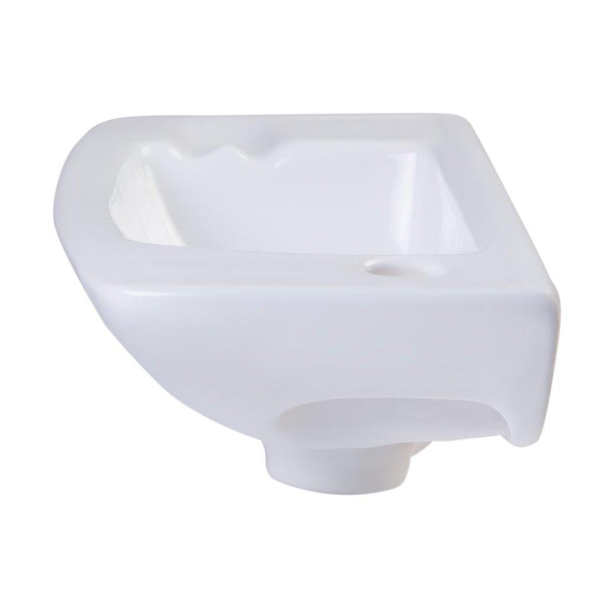 ALFI Brand AB103 18" White Wall-Mounted Rectangle Ceramic Bathroom Sink With Single Faucet Hole