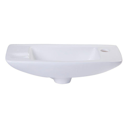 ALFI Brand AB103 18" White Wall-Mounted Rectangle Ceramic Bathroom Sink With Single Faucet Hole