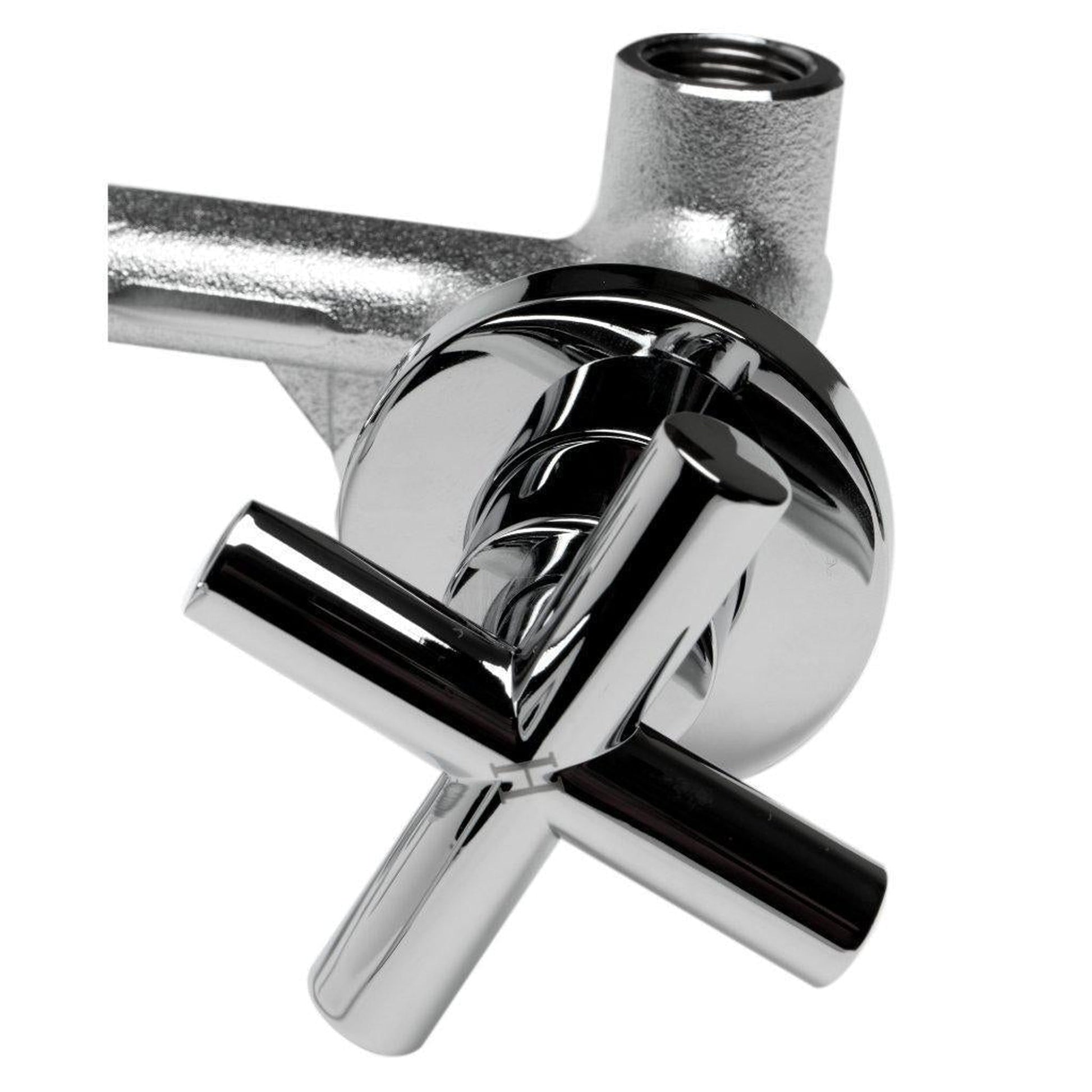 ALFI Brand AB1035-PC Polished Chrome Wall-Mounted Widespread Round Brass Bathroom Sink Faucet With Two Cross Handles