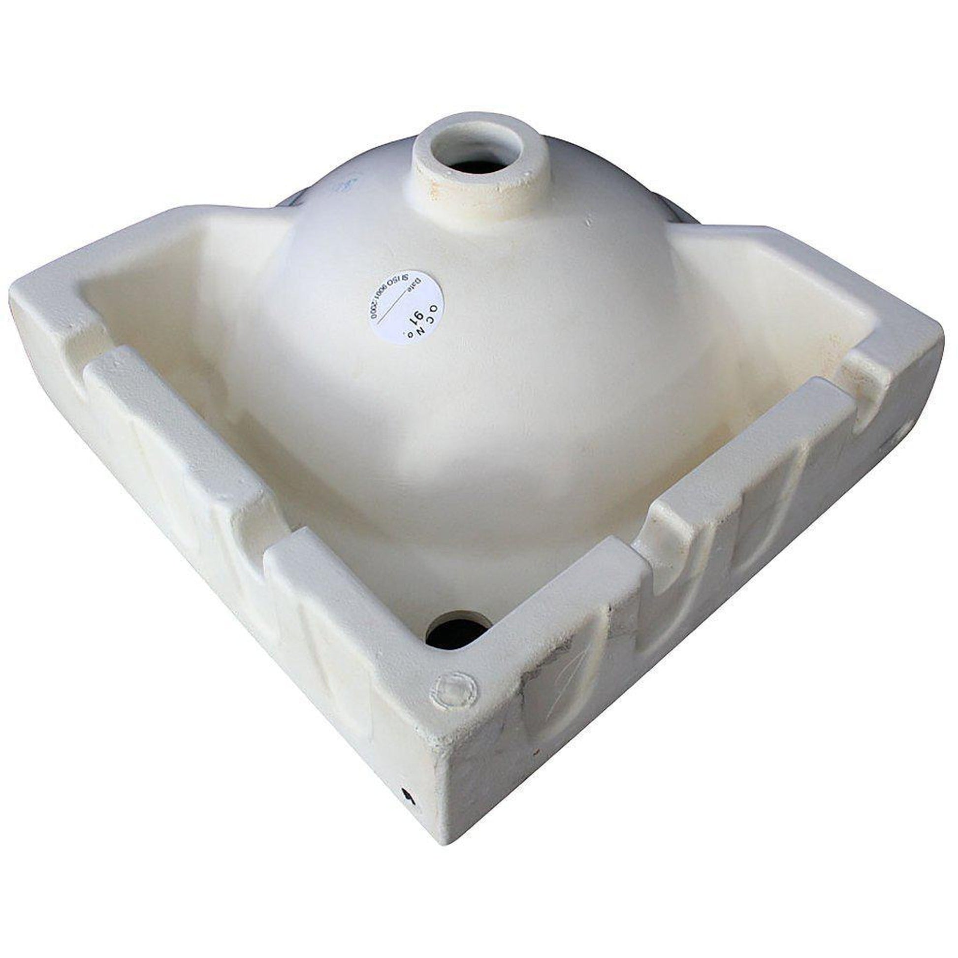 ALFI Brand AB104 15" White Wall-Mounted Corner Round Ceramic Bathroom Sink With Single Faucet Hole