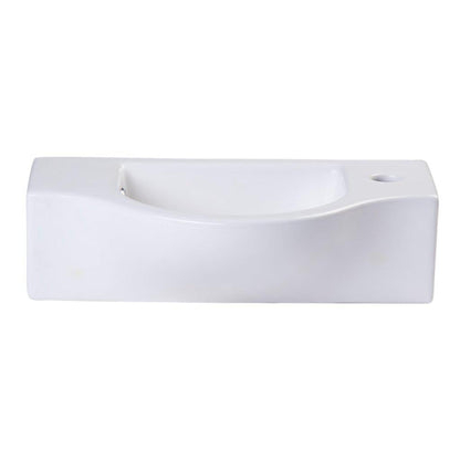 ALFI Brand AB105 18" White Wall-Mounted Euro Styled Ceramic Bathroom Sink With Single Faucet Hole and Chrome Overflow