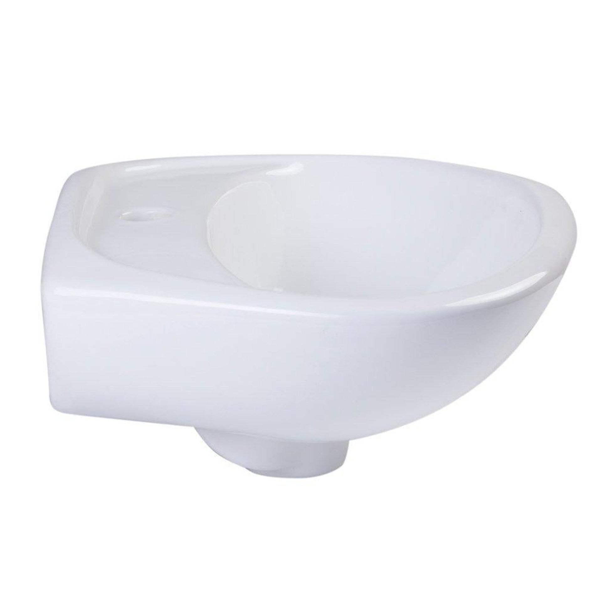 ALFI Brand AB106 17" White Wall-Mounted Oval Ceramic Sink With Single Faucet Hole and Overflow