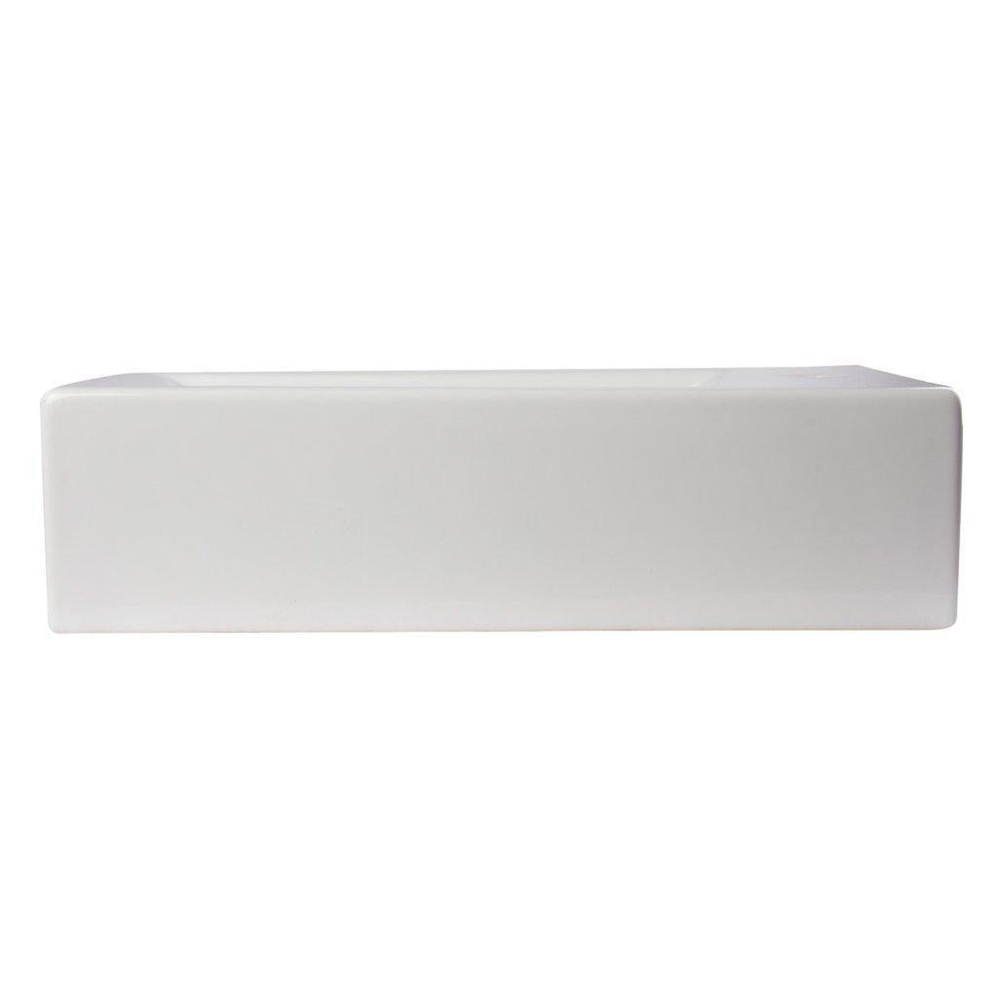 ALFI Brand AB108 20" White Wall-Mounted Rectangle Ceramic Bathroom Sink With Single Faucet Hole