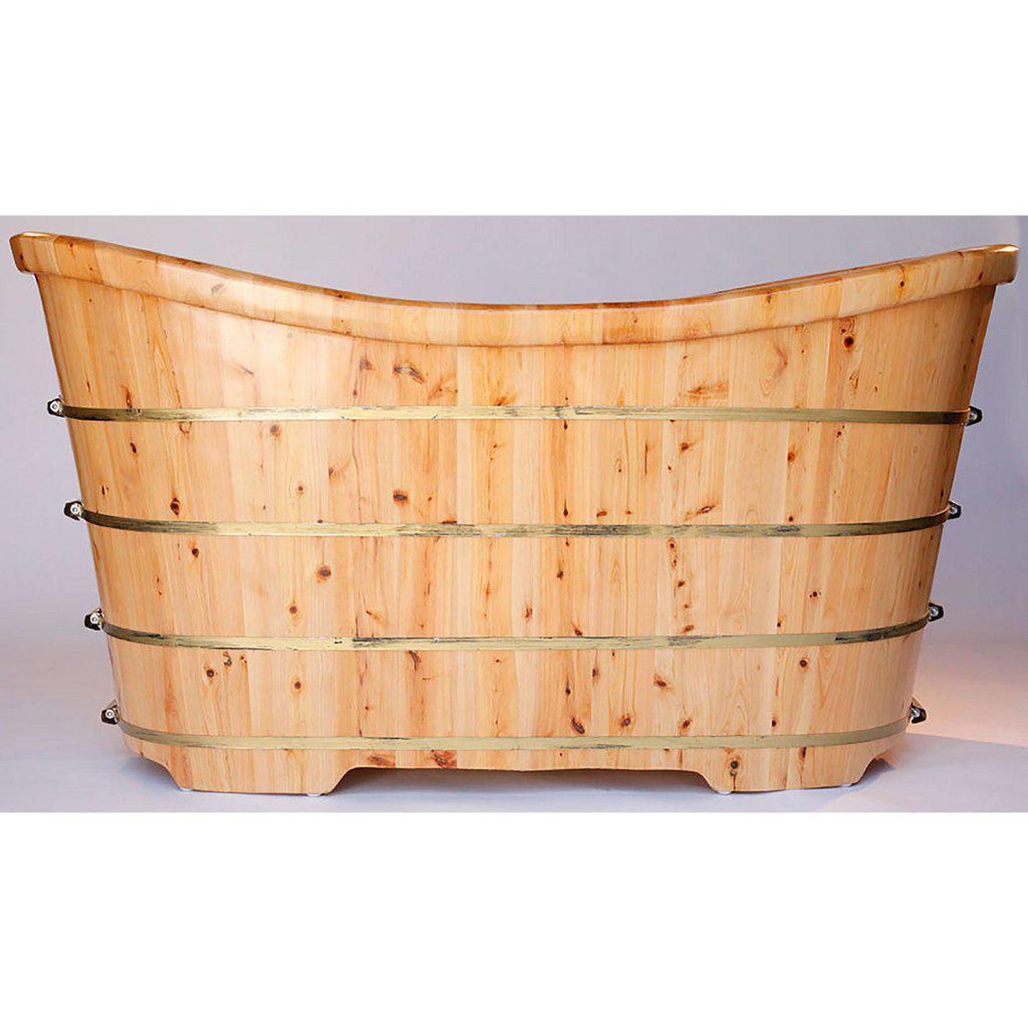 ALFI Brand AB1105 63" One Person Freestanding Soaking Cedar Wood Bathtub With Center Drain