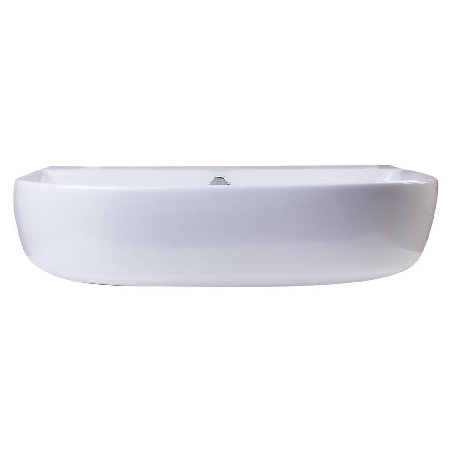 ALFI Brand AB111 24" White Wall-Mounted D-Shaped Bathroom Sink With Single Faucet Hole and Overflow