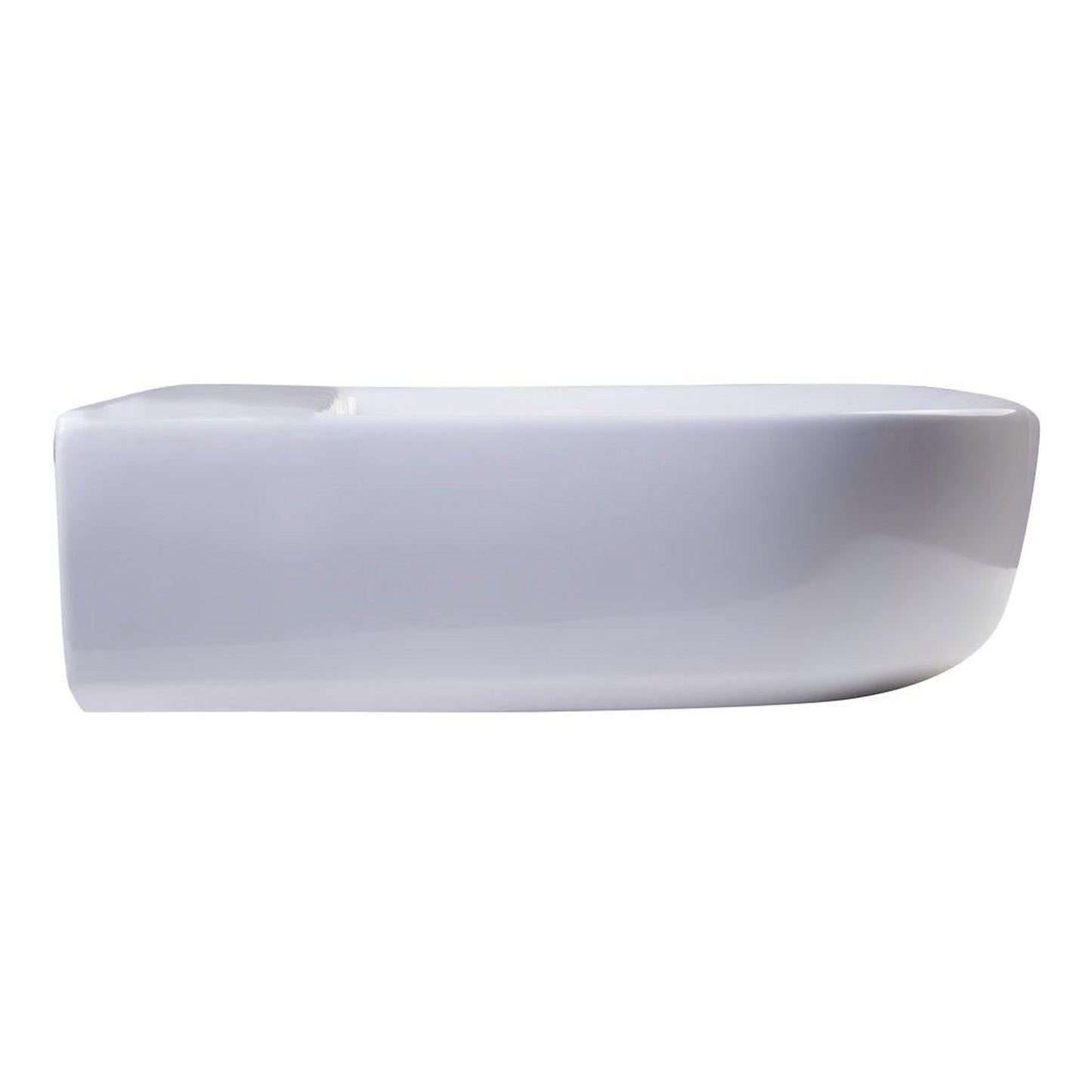 ALFI Brand AB111 24" White Wall-Mounted D-Shaped Bathroom Sink With Single Faucet Hole and Overflow