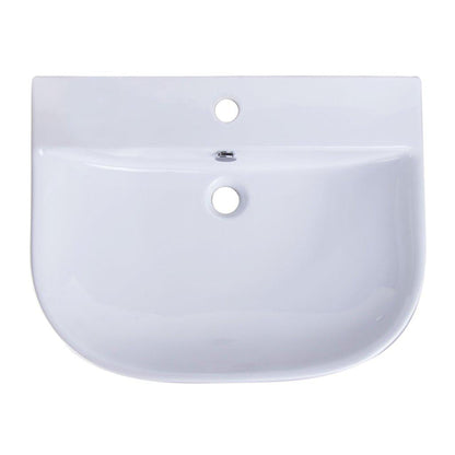 ALFI Brand AB111 24" White Wall-Mounted D-Shaped Bathroom Sink With Single Faucet Hole and Overflow