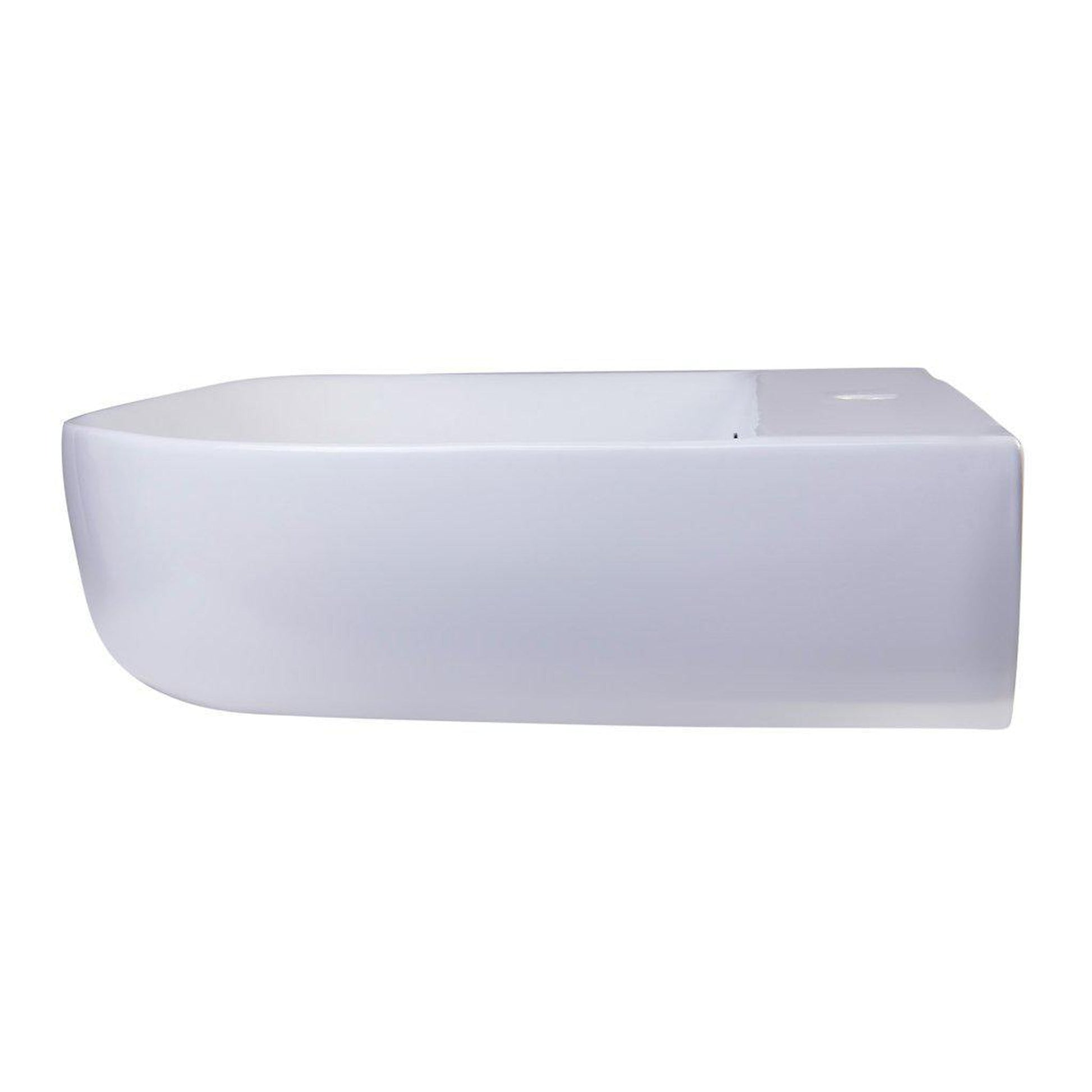 ALFI Brand AB112 28" White Wall-Mounted D-Shaped Ceramic Bathroom Sink With Single Faucet Hole and Overflow